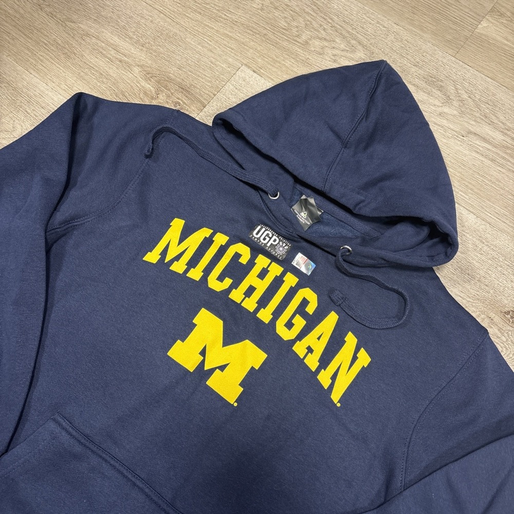 NWOT Michigan Wolverines Men's J. America Fleece Hoodie - Navy - Size M